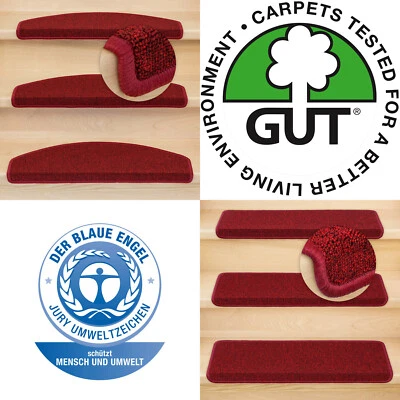 Stufenmatten Treppenmatten Ariston Halbrund & Rechteckig im 15er SparSet Weinrot - Bild 1 von 3