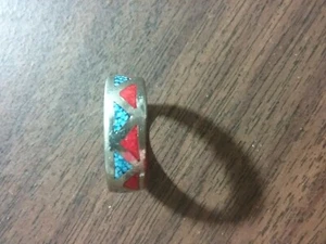 STERLING SILVER & TURQUOISE RING Size 8.5 - Picture 1 of 6