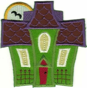 Green Haunted Mansion House Halloween embroidered Iron on Sew on patch - Picture 1 of 1