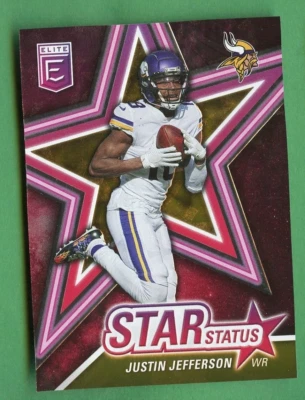 JUSTIN JEFFERSON 2022 ELITE FOOTBALL STAR STATUS GOLD /25 MINNESOTA VIKINGS - Image 1 of 2