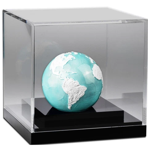 BLUE FROZEN MARBLE Planet Earth 3 oz Silver Coin Barbados 2023 MIntage of 2999 Cover