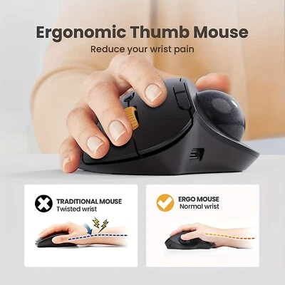 Ergonomic Wireless Trackball Mouse – Rechargeable Thumb-Control for PC & iPad - Image 1 of 4