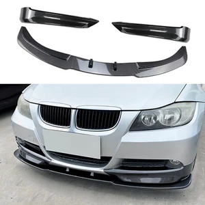 3pcs Front Bumper Spoiler Lip Side Cover Trim For BMW E90 E91 05-08 Carbon Style - Foto 1 di 10