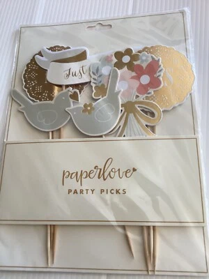 My Mind’s Eye PARTY PICKS 6 Para Pastel DECORACIÓN BODA RAMO Paperlove Sr. Mrs RARO Foto 1 de 4