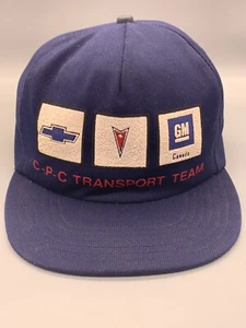 VINTAGE Trucker Hat Cap Snap Back Blue CPC Transport Team Chevy Pontiac GM USA - Picture 1 of 12