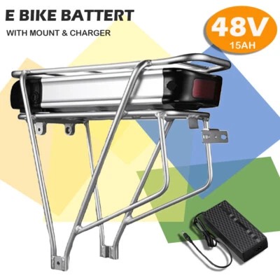 HANIWINNER Gepäckträger E-Bike Akku 48V 15Ah Li-Ion Elektrofahrrad Batterie mit Ladegerät