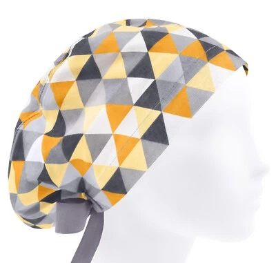 Scrub caps for women, surgical cap, scrub hats, nurse hat euro, geometry yellow - Image 1 of 3