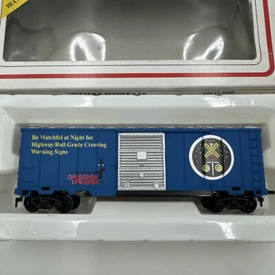 Model Power HO Scale Blue Operation Lifesaver Be Watchful At Night Box Car 8200 - Image 1 of 4