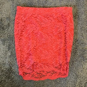 Torrid Pencil Skirt Floral Lace Gypsy Ruffled Stretch Red Embroidered Women’s 2 - Picture 1 of 14