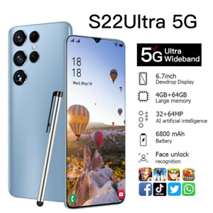 S22 Ultra 5G 6.7"hd Smart Phone 6800Mah Face Id Android10 4Gb+64Gb+128Gb Tf Card