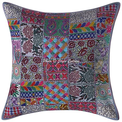 Handwoven Home Decor Cushion Patchwork Vintage Pillow Cover Case Meditation - Image 1 of 4