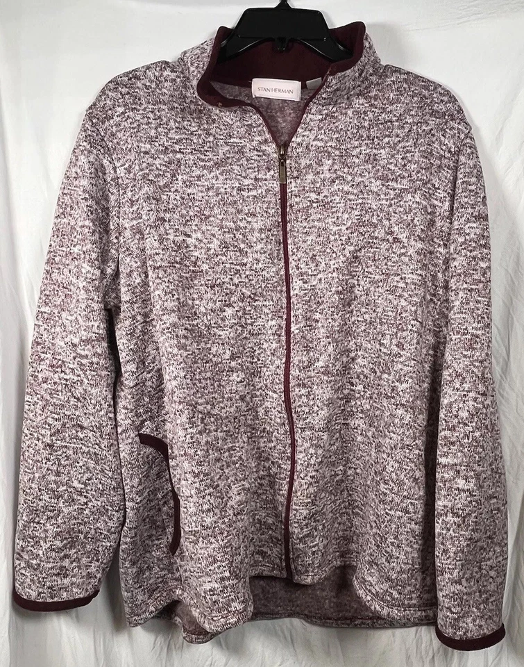 Chaqueta polar Stan Herman para mujer granate cremallera completa con bolsillos talla XL Foto 1 de 4