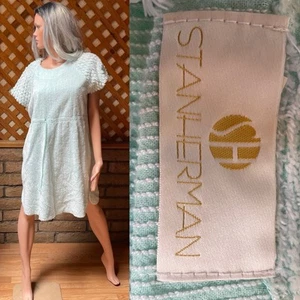STAN HERMAN Seafoam CHENILLE House Dress O/S - Picture 1 of 15