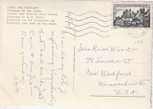 1956 Vintage Vista General desde la Iglesia de San Pedro Ciudad del Vaticano franqueo francés - Imagen 1 de 2