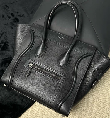 Bolso de hombro Celine MM de piel de becerro con asa superior para mujer negro. Foto 1 de 4