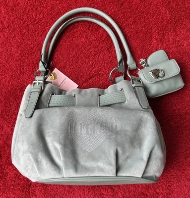 Juicy Couture Bolso Grande Verde Menta Terciopelo Bolso de Mano Bolso de Hombro Cartera Foto 1 de 4