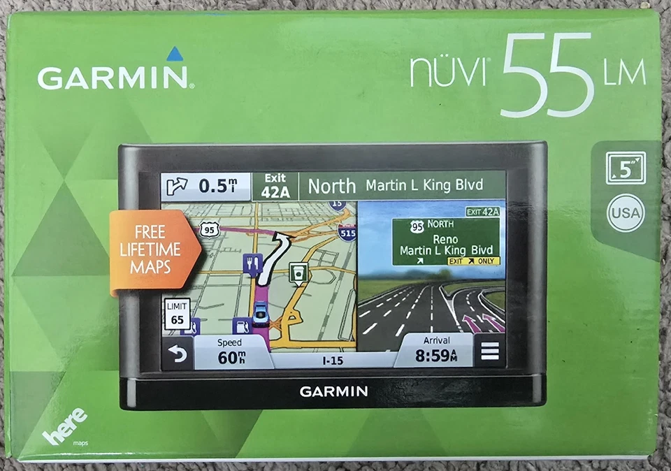 Garmin 010-01198-01 Nuvi 55LM 5in GPS + Lifetime Map Updates - Black Brand New  - Image 1 of 3