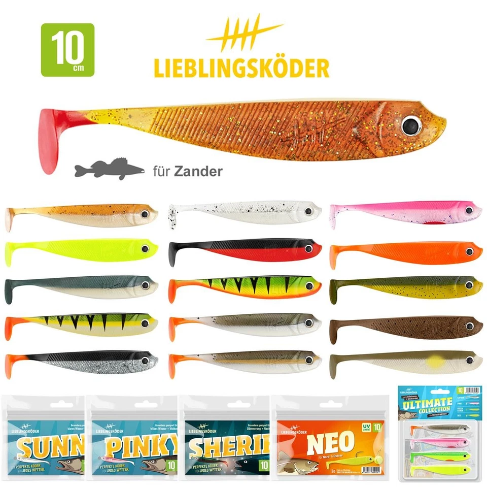 Lieblingsköder 10 cm Gummifische | 4x Gummiköder für Zander & Hecht Softbait OVP - Bild 1 von 1