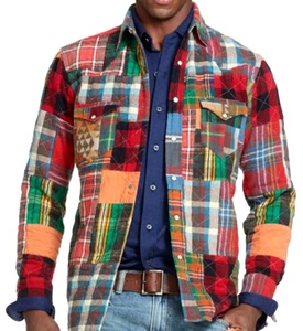 Polo Ralph Lauren Southwestern Flanell gesteppt Western Azteken Patchwork Hemd M - Bild 1 von 19