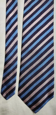 Corbata de seda con diseño a rayas rosa y azul Austin Reed hecha en Reino Unido Foto 1 de 4