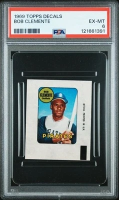 Calcomanías Topps 1969 Roberto Bob Clemente Piratas de Pittsburgh Gran Salón de la Fama Calificado PSA 6 Foto 1 de 2