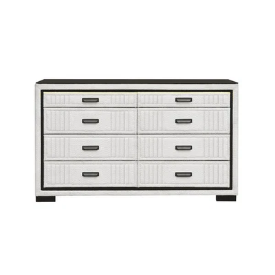 Isaiah White Black Dresser with Upholstered Frame & LED - Image 1 of 4