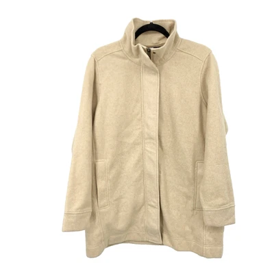 Abrigo Lands End Mujer Talla Grande 14 16 Marrón Lujo Chaqueta Polar Larga Cremallera Frontal Foto 1 de 4