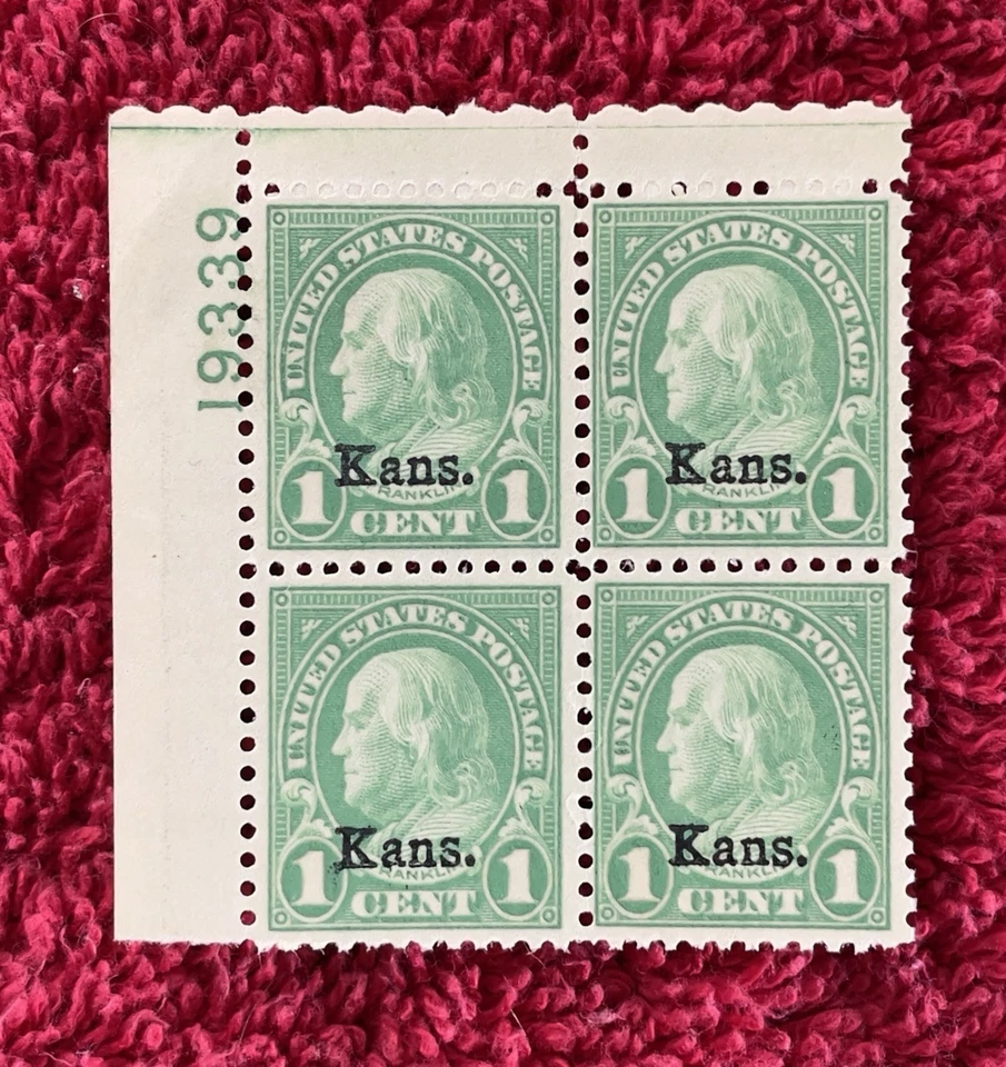 Scott #658, 1c Kansas Overprint PB, UL #19339, F/VF NH, SCV$85 (R14-50) - Image 1 of 1