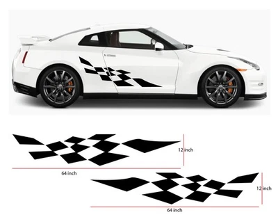 Calcomanía adhesiva de vinilo universal a rayas para automóvil 2 piezas gráficos laterales de carrocería carreras NEGRO Foto 1 de 4