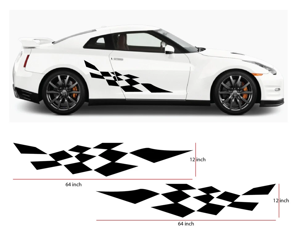 Calcomanía adhesiva de vinilo universal a rayas para automóvil 2 piezas gráficos laterales de carrocería carreras NEGRO Foto 1 de 4