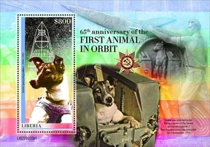 Liberia - 2022 First Animal in Orbit - Stamp Souvenir Sheet - LIB220333b1 - Picture 1 of 1