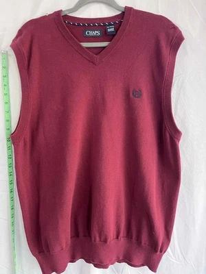 Chaps Men’s V Neck Sweater Vest  Maroon XL Preppy Academia — 第 1/4 张图片
