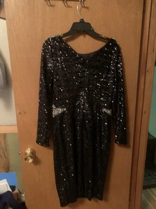 David Meister - elegantes schwarz/silber Pailletten Cocktailkleid - Gr. 10 Ex. Zustand - Bild 1 von 12