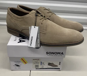 Sonoma Derek Sand elegante Schuhe Wildleder Obermaterial Herren Größe 12 Weite BRANDNEU - Bild 1 von 14