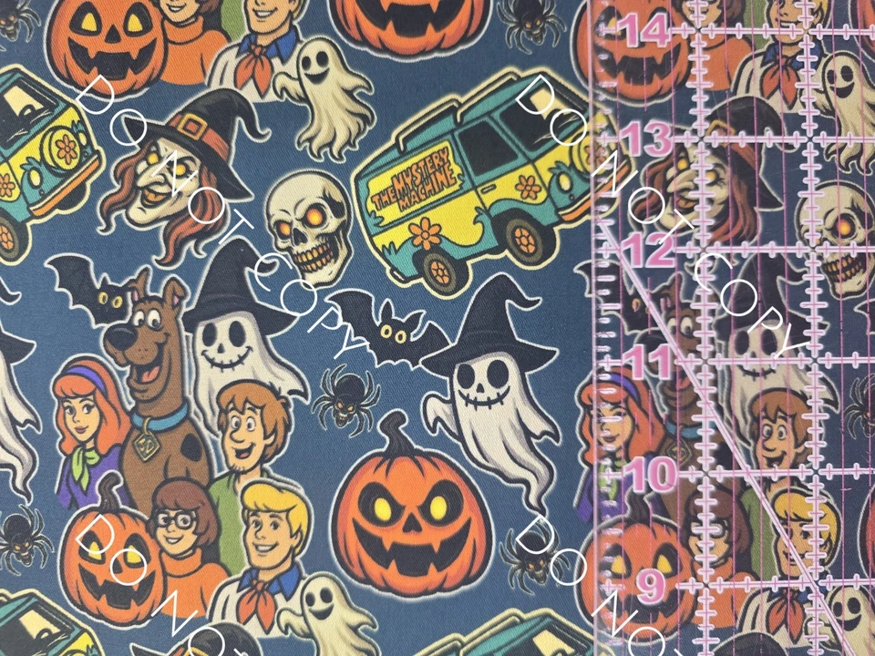 Custom Cotton Woven Fabric TV Show Scooby Doo Halloween by the 1/4 Yard 9x56 - Image 1 of 2