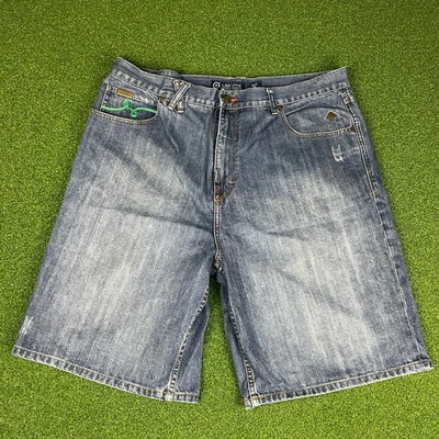 Vintage LRG Lifted Research Group Blue Stone Wash Denim Baggy Jean Shorts Sz 40 - Image 1 of 4
