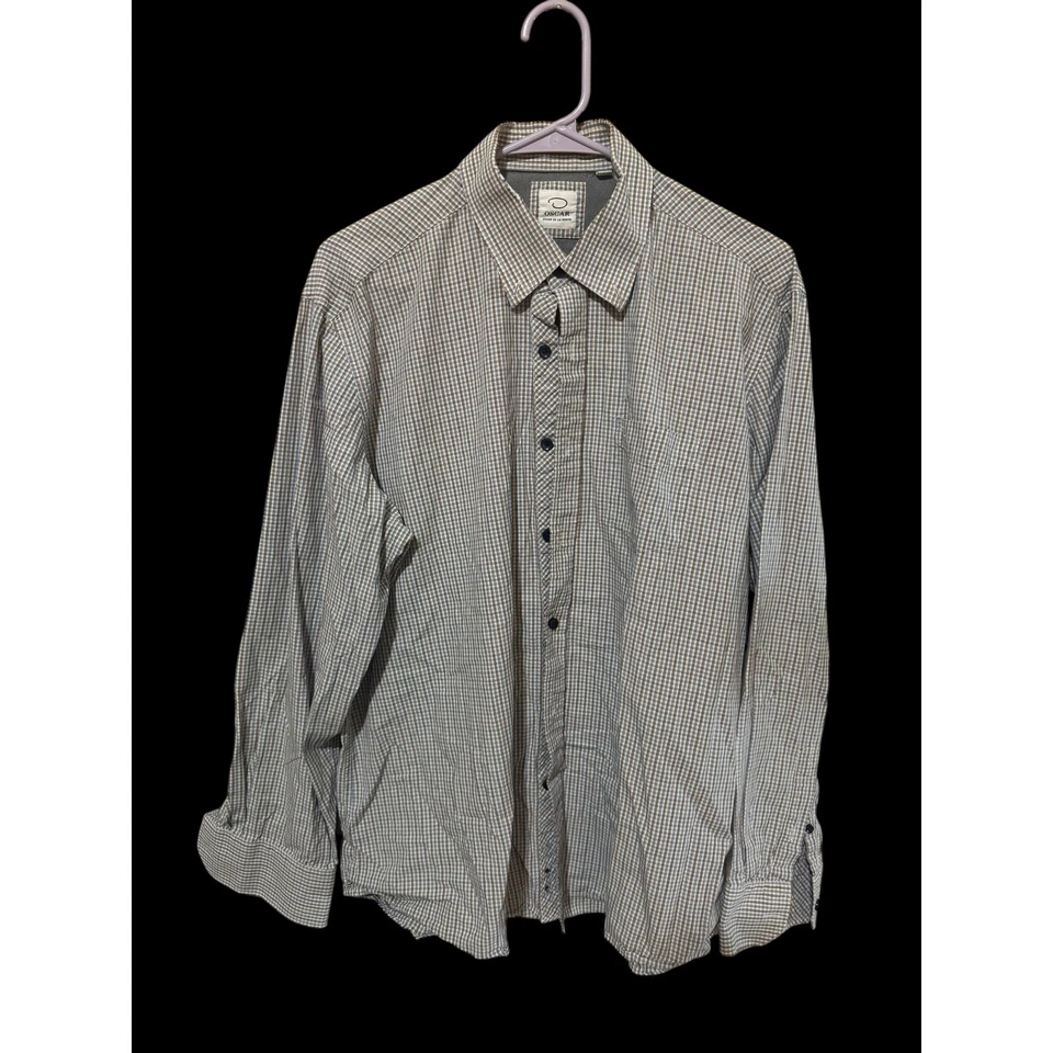 Oscar De La Renta Gray Long Sleeve Checked Button Down Shirt Mens Size L A8 - Image 1 of 4