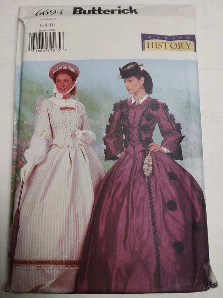 Butterick Civil War Costume Pattern 6694 Misses 6-10