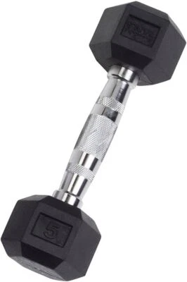 Body-Solid Rubber Coated Hexagon Dumbbells, Hand Weights For Men and Women
