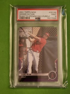 2021 Topps Now Road to Opening Day Purple 2/25 Shohei Ohtani #OD-166 PSA 9-Pop 1 - Image 1 of 4