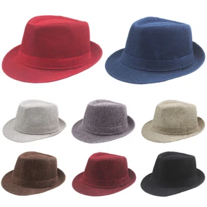 Retro Men's Hats Fedoras Top Jazz Plaid Hat Adult Bowler Hats Classic Hats ` - Picture 1 of 22