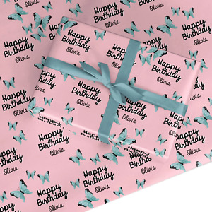 Dyefor Personalised Butterfly Birthday Wrapping Paper Gift Wrap