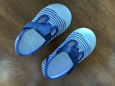 NEW Jacadi PARIS Designer Baby Girl Boy Orig. $89 Rare Blue Striped Shoes NEW - Image 1 of 4