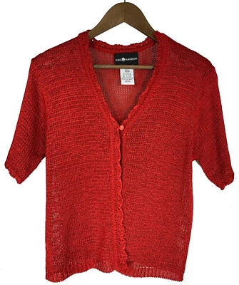 Blusa Sag Harbor Mujer Mediana Roja Suelta Tejida 1 Botón Top Grannycore Foto 1 de 3