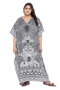 Women Maxi Dress Kaftan Kimono Sleeve Plus Size Boho Beach Sundress Caftan Dress - Picture 1 of 8