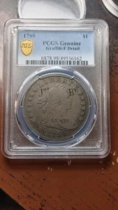 1799 Draped Bust Silver Dollar $1  PCGS Fine Details Graffiti Engraved      4793 - Picture 1 of 8