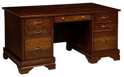 Escritorio ejecutivo tradicional Amish Fairfield muebles de oficina de madera maciza 60"w Foto 1 de 2