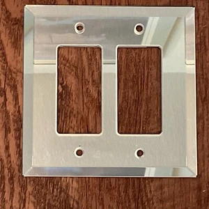 VTG Art Deco Hollywood Beveled Glass Mirror Double Rocker Light Switch Plate - Picture 1 of 6