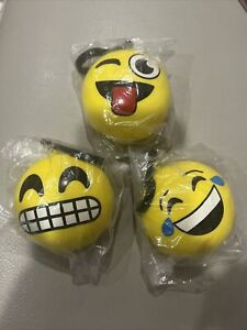 3" Emoticon Squish Backpack Clip (3 Pieces) Emoji Foam Keychains Stress Balls