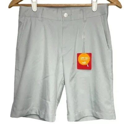 New Puma Golf Stretch Shorts Junior Boys Size Medium M Grey UPF 50+ NWT - Image 1 of 4